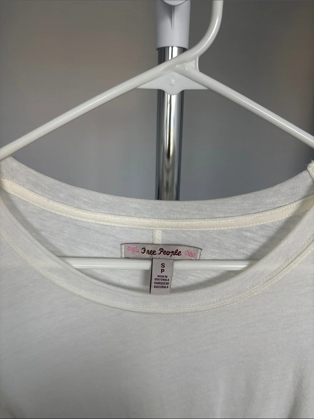 Free People Ivory Ruched Long Sleeve Top